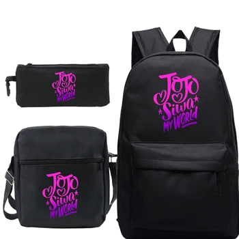 Mochila Jojo Siwa Schoolbag 3 adet/takım Erkek Kız okul çantası Erkek/kadın Seyahat Bolso Escolar Crossbody Çanta ile Kalem Çantası Laptop Paketi