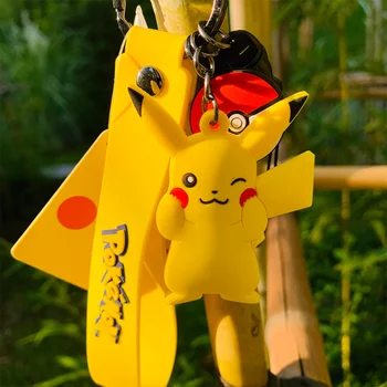 Orijinal Pokemon Anahtarlık Pikachu Squirtle Bulbasaur Charmander Anahtarlık Anime Figürü Elf Araba Anahtarı Aksesuarları Hediyeler Çocuklar için Kız