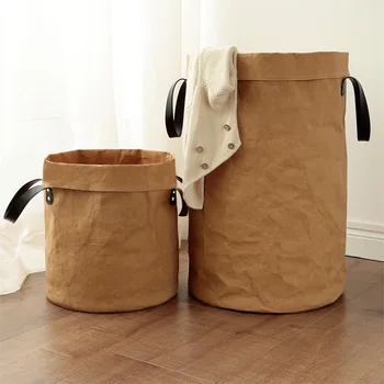 Çevre Çamaşır Organizatör Büyük Kapasiteli Giysi Oyuncak Depolama Sepeti Kraft Kağıt Ev saklama çantası Cesto Ropa Sucia