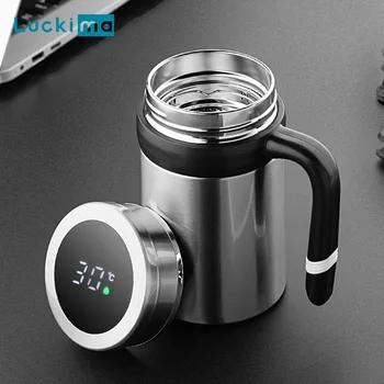 Akıllı Sıcaklık Göstergesi termos kupa Çay Demlik Filtre ile 500ml Taşınabilir Termos Kupa Yalıtımlı kahve fincanları Termos
