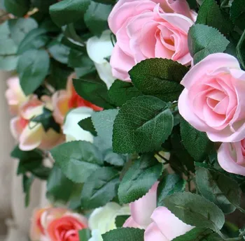 Yapay Sahte İpek Gül Çiçek Sarmaşık Vine Asılı Garland Düğün Ev Dekor