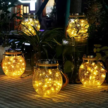 30 LEDs güneş gece lambası çatlak topu cam kavanoz isteyen lamba açık bahçe ağacı noel dekorasyon ışık cam kavanoz olmadan