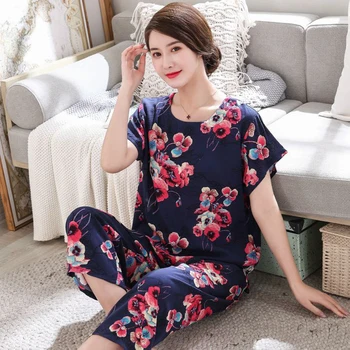 Yeni Varış Yaz Kısa Kollu %100 % Pamuk Takım Elbise Kadın Pamuk Anne Giyim Ev Hizmeti Nighties Orta Yaşlı Ve Yaşlı Pijama