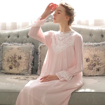 Pamuklu pijama 2020 bahar moda Avrupa saray retro prenses uyku elbise süper yumuşak güzellik tanrıçası dantel pijama wj1985