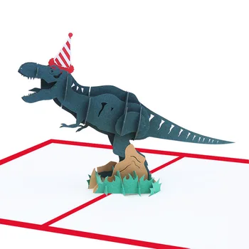 Ücretsiz Kargo 10 adet Noel Kap Dinozor El Yapımı Kirigami Origami 3D Pop UP Tebrik Davetiye Düğün Doğum Günü İçin Par