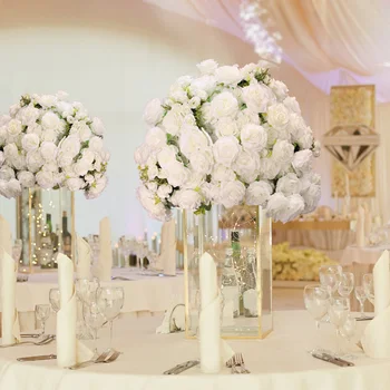 45cm50cmLarge yapay çiçek Masa Centerpiece Düğün Dekor Yol Kurşun Buket İpek Gül Şakayık Çiçek Topu Parti Olay Dekor