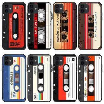 Vintage Kaset teyp retro tarzı iPhone 6s 7 8 14 Artı X XR XS 11 12 13 14 Pro Max 13 mini Siyah silikon Telefon kılıfı kapak