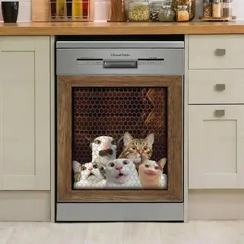 Komik Kedi bulaşık makinesi kılıfı, Bulaşık Makinesi, Kedi Dekor Mutfak Bulaşık Makinesi, Onun İçin Hediye, Anneler Günü, Bulaşık Makinesi Etiket LNG