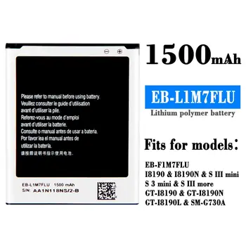 EB-L1M7FLU 100 % Orijinal Yüksek Kalite Yedek Pil Samsung I8190 I8190N S III mini SM-G730A Cep Telefonu Yeni Piller