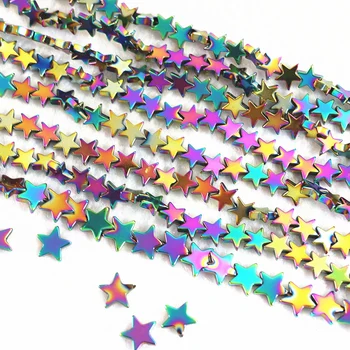 En çok satan moda renkli doğal hematit taş 6mm 8mm 10mm yıldız şekli boncuk dağınık boncuklar dıy Takı B186
