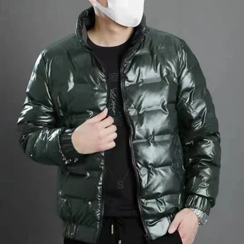Erkek ceket yeni kış stand-up yaka beyaz ördek aşağı ceket mektup çelik basınç kalınlaşmış sıcak gelgit marka ceket ceket