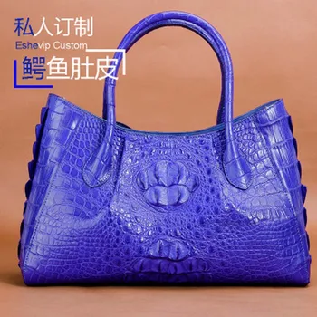 ourui yeni satış gerçek timsah deri kadın paketi Elektrik mavi Hakiki deri kadın çanta kadın çantası
