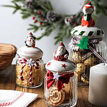Noel Şeker Saklama Kabı Noel Baba Kardan Adam Elf Şeker Tankı çikolatalı kurabiye kalıbı kapaklı kutu Mühürlü Depolama Kavanoz Noel Hediyeleri