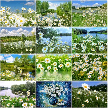 5D DİY Elmas Boyama Papatya Çiçek Çapraz Dikiş Mozaik Nakış Tam Yuvarlak Kare Taklidi Ev Dekorasyon Aksesuarları