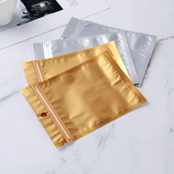 50 Adet Altın Alüminyum Folyo Kendinden kilitli torba Temizle Buzlu Yüzey Elektronik Ürünler fermuarlı ambalaj Çanta Takı Depolama Paketi