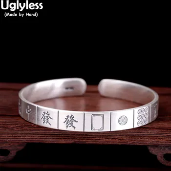 Uglyless 13 Onüç Yetimler Guangdong Mahjong Yüzük Bilezik Kadınlar için Yaratıcı Takı Setleri Gerçek 999 Gümüş Bijoux