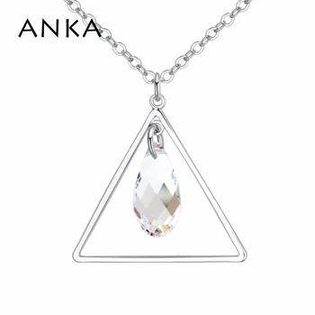 Avusturya'dan kristalli kadınlar için anka basit üçgen metal çerçeve ve su damlası kolye kolye #124622