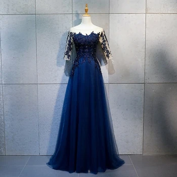 Mavi dantel abiye etek kadın vestidos yeni doğum günü partisi elbisesi onurlu atmosfer konak elbise kadın uzun gece elbisesi