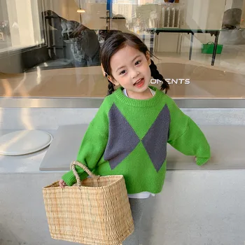 Kız Kazak Çocuklar Bebek Ceket Dış Giyim 2021 Retro Kalınlaşmak Sıcak Kış Sonbahar Örgü Üstleri Saf Pamuklu çocuk giyim