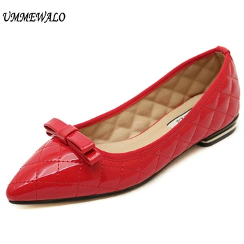 UMMEWALO Kadınlar Patent deri düz ayakkabı Kadın Üzerinde Kayma Rahat Sivri Burun Flats Bayanlar Rahat düz ayakkabı