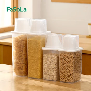 FaSoLa plastik saklama kabı Gıda Organizatör Pirinç Dağıtıcı Kavanoz Toplu Tahıllar Mutfak Depolama Koruma Kutusu