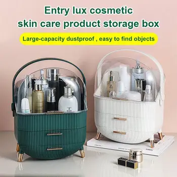 Moda Büyük Kapasiteli Kozmetik saklama kutusu Su Geçirmez Toz Geçirmez Banyo Masaüstü Güzellik Makyaj Organizatör Cilt Bakımı depolama çekmecesi
