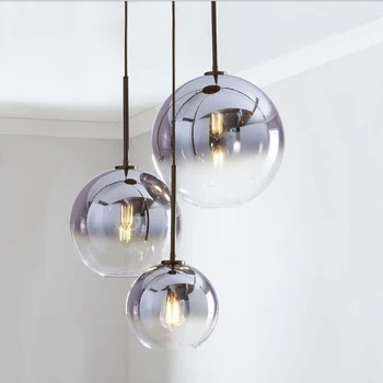 Iskandinav Modern tasarımcı 3D altın Edison top cam LED kolye asılı ışık lamba mutfak Loft oturma odası Bar yemek odası