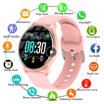 Kadın akıllı saat Gerçek zamanlı Hava Durumu Etkinlik Tracker nabız monitörü Spor Bayanlar akıllı saat Erkekler İçin Android IOS