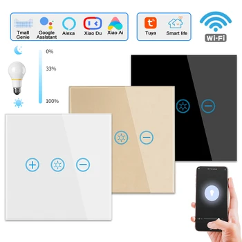 Tuya WiFi Bluetooth Dokunmatik Anahtarı LED Dimmer Akıllı Yaşam APP Zamanlayıcı Google Ev Alexa Ses Kontrolü Cam Panel duvar ışık anahtarı