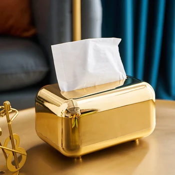 Altın Doku Kutusu Oturma Odası Masaüstü Dekoratif Doku Kutuları Ev Dekor Gümüş Doku Tutucu Çıkarılabilir Mutfak Ev saklama kutusu