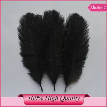 Toptan 100 adet/grup 6-8 inç 15-20 cm siyah devekuşu tüyü düğün dekor için zanaat