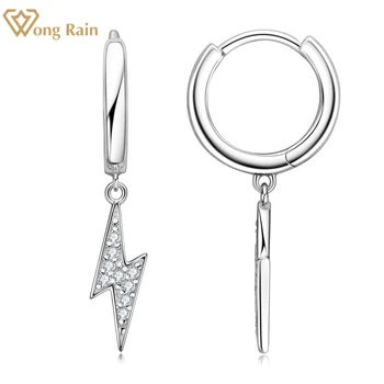 Wong Yağmur 925 Ayar Gümüş VVS D Renk Yıldırım Gerçek Mozanit Elmas Taş Dangle Küpe Güzel Takı İle GRA Hediye