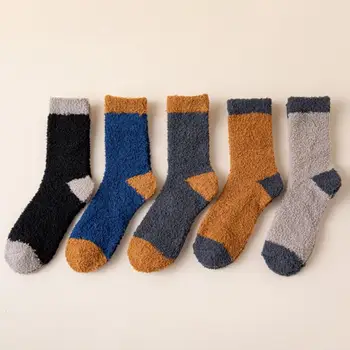 1 Çift Moda Erkek Kalınlaştırmak Kış Kat Çorap Bir Boyutu Kış Çorap Rahat Erkek Kış Çorap Termal