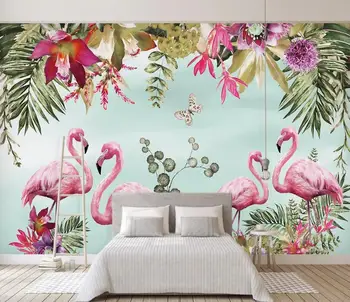 Özel duvar kağıdı 3d fotoğraf duvar İskandinav ıns tropikal flamingo arka plan duvar oturma odası çocuk odası duvar kağıdı duvar