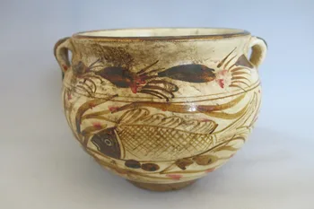 Nadir Eski Çin SongDynasty porselen kavanoz, boyama balık