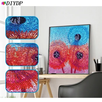 DIYDP 5D Özel Şekilli Elmas Boyama Çiçek El Sanatları Matkap DIY Nakış Karahindiba Manzara Kristal Mozaik Çapraz Dikiş