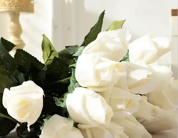 Yapay gül Gerçek dokunmatik güller Ev Dekor Düğün Parti Olay Ekran Beyaz yapay çiçekler