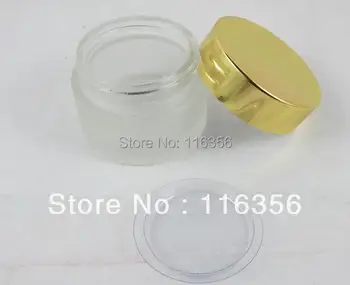 Kozmetik ambalaj için altın kapaklı 30G buzlu cam krem kavanoz