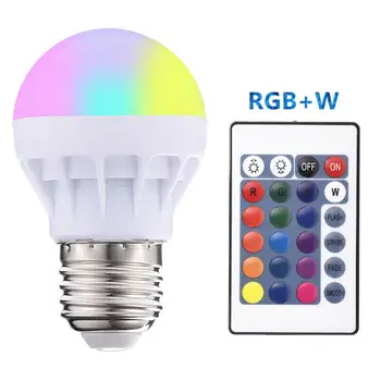 E27 B22 RGBW LED ampul ışıkları 4W 7W 10W 15W 110V 220V Lampada değiştirilebilir renkli RGB LED lamba IR Uzaktan Kumanda ile