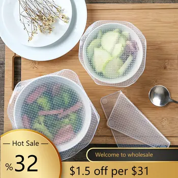 Mutfak Uyarlanabilir Silikon Kapaklar Kullanımlık Silikon Kapak Kase Gıda Wrap Mühür Vakum Kapak Streç Çok Fonksiyonlu Taze Tutmak
