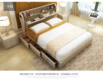 Hakiki deri karyola iskeleti depolama çekmeceli Modern Yumuşak Yatak Ev yatak odası mobilyası cama muebles de dormitorio camas quarto