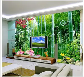 Özel 3d duvar kağıdı duvar resimleri Bambu manzara moda TV ayarı duvar kağıdı