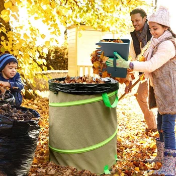 47 Gal Katlanabilir çöp kutuları Bahçe Bitirme Pop-up Katlanabilir çöp tenekesi Yaprakları Temizleme çöp kutusu Ayakta Bez çöp kutusu