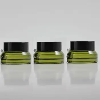 siyah plastik kapaklı 30 adet 15g açık yeşil cam krem kavanoz, örnek için toptan 15g kozmetik kavanoz, 15g mini cam şişe
