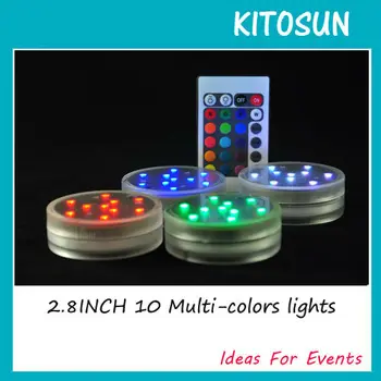 8pcs/paketi 2.8 inç Dalgıç Işık 10 Çok Renk Uzaktan Kumanda Led Ampuller Düğün Romantik Dekor LED Işık Led 