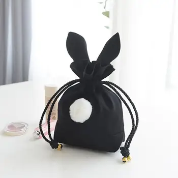 Paskalya tavşanı Kulaklar büzgülü torba Saç Topu Sevimli Tavşan Taşınabilir kozmetik çantası Takı saklama çantası Sevimli büzgülü torba Çantası