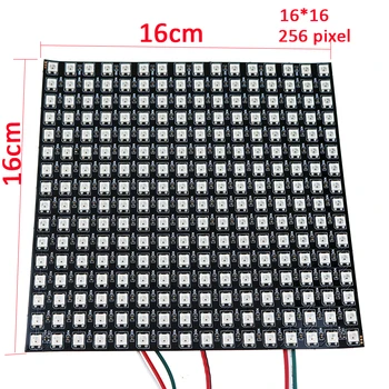 16 * 16 Piksel WS2812B LED Dijital Esnek Panel aydınlatma WS2811 Bireysel Tam Renkli DC5V 256 piksel 1 adet / grup