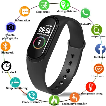 M4 Akıllı dijital saat Bilezik Erkekler Kadınlar için Smartwatch nabız monitörü Pedometre Kalori Sayacı Sağlık Spor İzci İzle