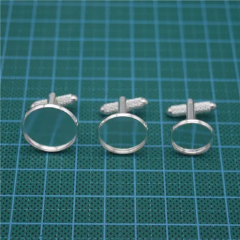 50 adet Bakır Metal Gümüş Renk Kol Düğmeleri Yuvarlak Çerçeve DIY Kol Düğmesi Aksesuarları