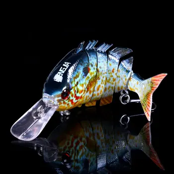 HENGJIA 1 ADET Yapay Plastik Çok eklemli balıkçılık yemi 10 cm 12.7 g Gerçekçi Minnow Sunfish 6 Bölüm Olta takımı